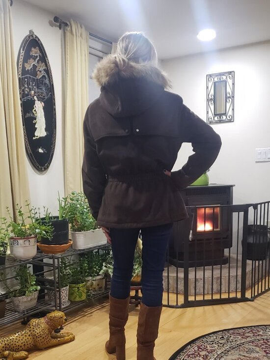 Winter Coat Fur Lined Hood, Calvin Klein - Picture 3 of 6